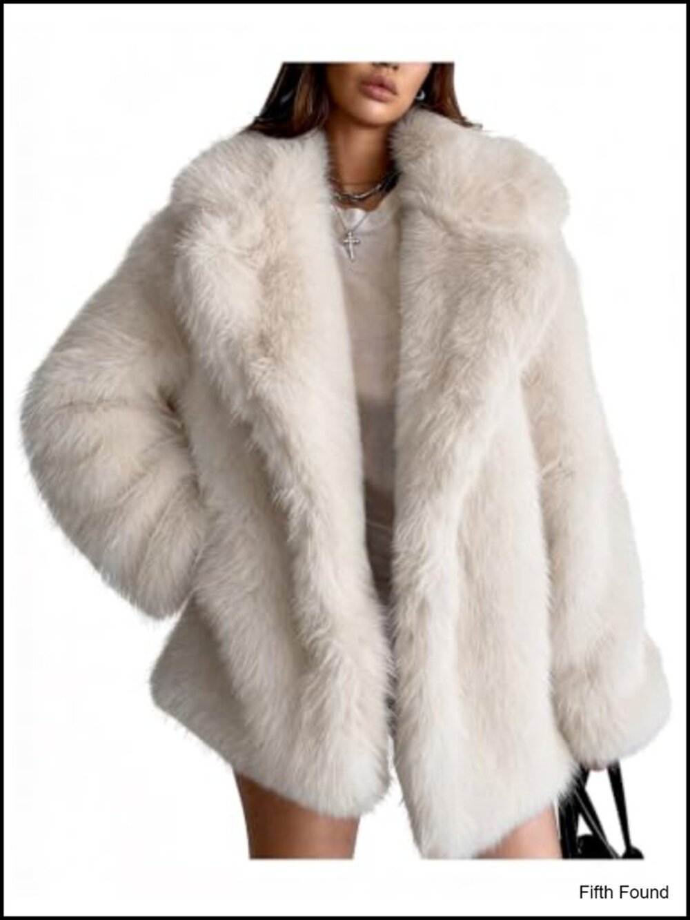 Faux Fur Coat Notched Lapel Open Front Winter Outerwear